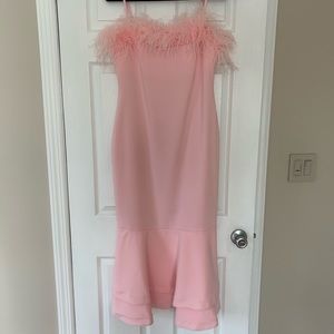 LIKELY Feathered Midi Aurora Dress